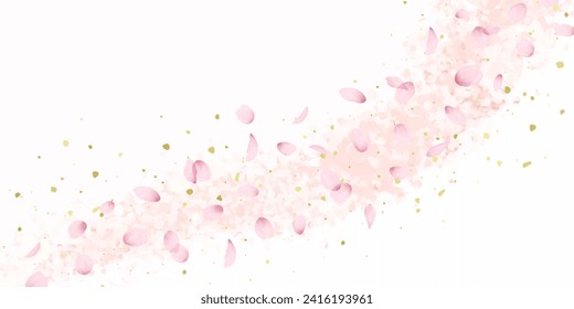 Sakura Petals, Cherry Blossom Shower Background Illustration
