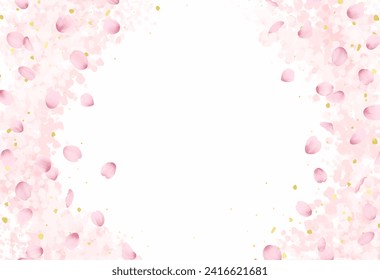 Sakura Petals, Cherry Blossom Shower Background Illustration
