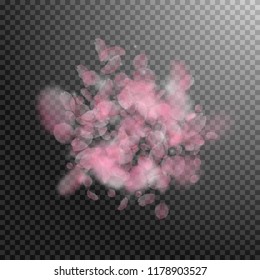 Sakura petals falling down. Romantic pink flowers explosion. Flying petals on transparent square background. Love, romance concept. Impressive wedding invitation.