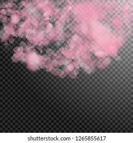 Sakura petals falling down. Romantic pink flowers semicircle. Flying petals on transparent square background. Love, romance concept. Fetching wedding invitation.