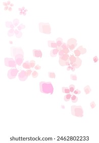 Sakura petals falling down. Romantic pink flowers explosion.  Japanese Bokeh Flowers Illustration.