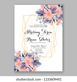 Sakura pink Floral wedding invitation vector card template Marriage flower background bridal shower invite, baby shower party invitation, save the date 