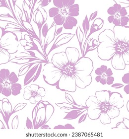 sakura pink seamless pattern. Red Pink White Sakura Japanese Cherry Blossoms. hand drawing. Not AI, Illustrat3. Vector illustration