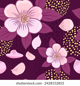 sakura pink seamless pattern. Pink White Sakura Japanese Cherry Blossoms. hand drawing. Not AI. Vector illustration