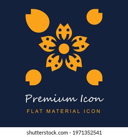 Sakura premium material ui ux isolated vector icon in navy blue and orange colors