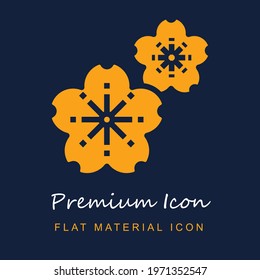 Sakura premium material ui ux isolated vector icon in navy blue and orange colors
