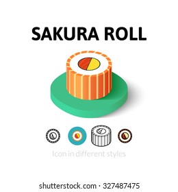 Sakura roll icon, vector symbol in flat, outline and isometric style