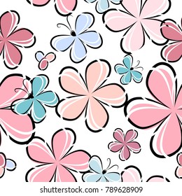 Sakura seamless background. Vector
