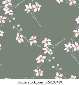 Sakura seamless floral pattern in the background mint background