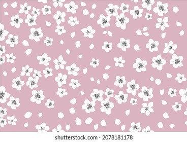 sakura seamless pattern design hand drawn spring daisy flower  fabric towel design summer print  ditsy flower,spring,stationery,fabric,paper,packet,fashion creative decorative  magnolia seamless