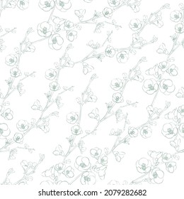 Sakura seamless pattern on white background.