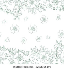 Sakura seamless pattern on white background.