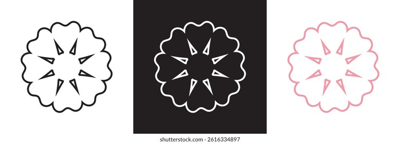 Sakura shape  icon. Vector for websites, mobile interfaces, presentations, banner, visual branding etc. Vector illustration. isolated on white and black background. EPS 10