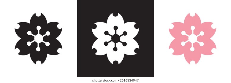 Sakura shape  icon. Vector for websites, mobile interfaces, presentations, banner, visual branding etc. Vector illustration. isolated on white and black background. EPS 10