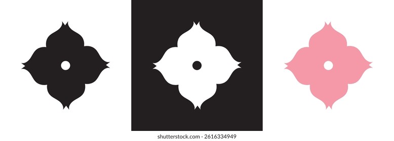 Sakura shape  icon. Vector for websites, mobile interfaces, presentations, banner, visual branding etc. Vector illustration. isolated on white and black background. EPS 10