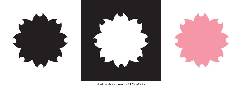 Sakura shape  icon. Vector for websites, mobile interfaces, presentations, banner, visual branding etc. Vector illustration. isolated on white and black background. EPS 10