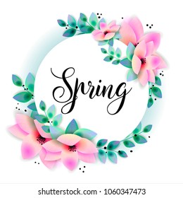 Sakura Spring Poster Floral vector wreath