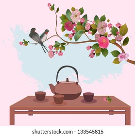 Sakura . Tea ceremony.Menu