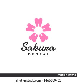 SAKURA TEETH DENTAL LOGO SIMPLE ICON 