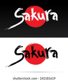  Sakura text, brush, graphic vector.