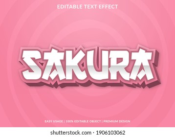 sakura text effect template with bold style use for business logo and brand