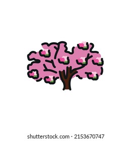 Sakura tree color line icon. Pictogram for web page, mobile app, promo.