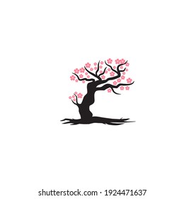 Sakura Tree Flower Logo Design Vector Template