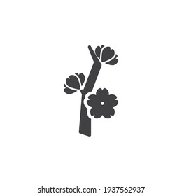 Icono del vector de flor de árbol de sakura. signo plano relleno para concepto móvil y diseño web. Icono de glifo de ramificación de Sakura. Símbolo, ilustración del logotipo. Gráficos vectoriales