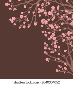 marco de árbol sakura sobre marrón