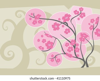 Sakura tree in full bloom - vector