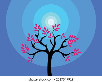 Sakura tree, japanese Sakura, twigs tree with bird 