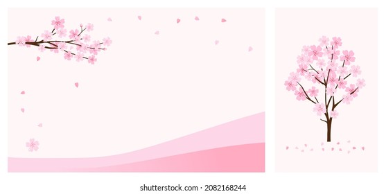 Árbol de sakura en la ilustración del vector de fondo rosa.