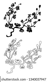 Sakura vector set for printing on white background.