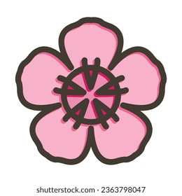 Sakura Vector Thick Line Filled Colors Icon For Personal And Commercial Use.
