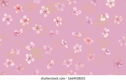 Sakura Vector. Watercolor Rose Leaf. Seamless Oriental Japan Pattern. Vintage Background. Sakura Vector. Pastel Spring Fabric. Blossom Branch. Abstract Asian Repeat. White Sakura Vector.