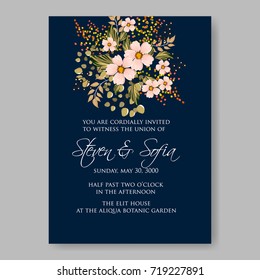 Sakura Wedding invitation card with beautiful floral vector background