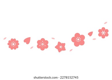 Sakura in the wind. Cherry blossom element set. Vector flat illustration.