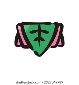 Sakuramochi - Japanese dessert and sweets icon (Hand-drawn line, colored version)
