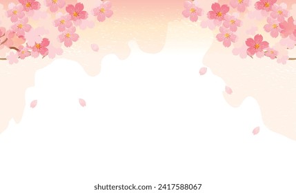 sakura,Spring Cherry Blossoms Frame Background Illustration