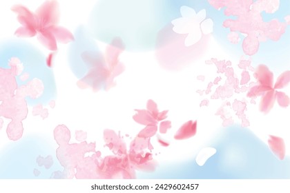 sakura,Watercolor illustration of cherry blossoms Fluffy gentle hand-drawn style illustration