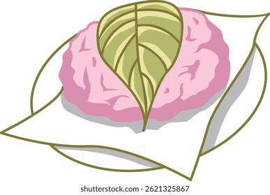 Sakurayaki Japanese Sweet – Cherry Blossom Pancake Vector Illustration Japanese Traditional Food 