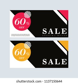 Sal banner design. Red and black banner.  Brochure template. Simple sale sign. Facebook banner. web banner design. Voucher. vector illustration. Gift card