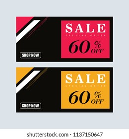 Sal banner design. Red and black banner.  Brochure template. Simple sale sign. Facebook banner. web banner design. Voucher. vector illustration. Gift card