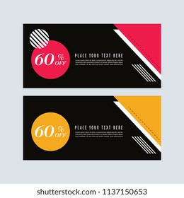 Sal banner design. Red and black banner.  Brochure template. Simple sale sign. Facebook banner. web banner design. Voucher. vector illustration. Gift card