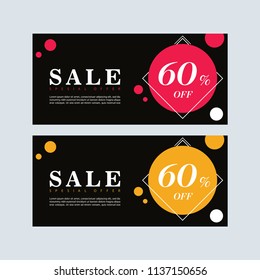 Sal banner design. Red and black banner.  Brochure template. Simple sale sign. Facebook banner. web banner design. Voucher. vector illustration. Gift card