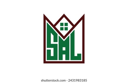 SAL Initial Letter Immobilien Bauherren Logo Design Vektor. Bauen, Wohnen, Hausmarkierung, Eigentum, Gebäude, Wohnung, Abteil, Geschäft, Unternehmen, Hausmiete, Vermietung, Gewerbe