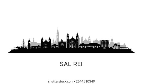 Sal Rei Cabo Verde Skyline Vetor Silhueta.