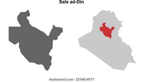 Sala ad-Din governorate blank outline map set