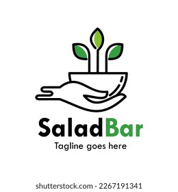 Ilustración del logotipo de diseño de barra de ensaladas