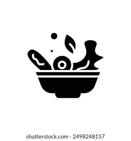 Salad bowl Black Solid vector icon